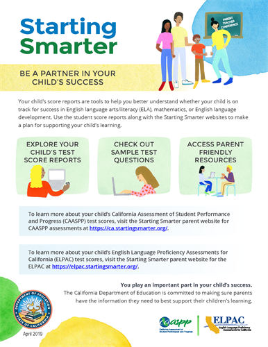 starting smarter program flyer with family clipart, description of program